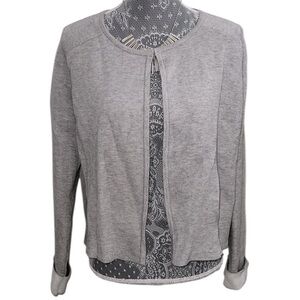 Tahari Women's Gray Open Front Long Sleeve Cardigan Sweater Size XL